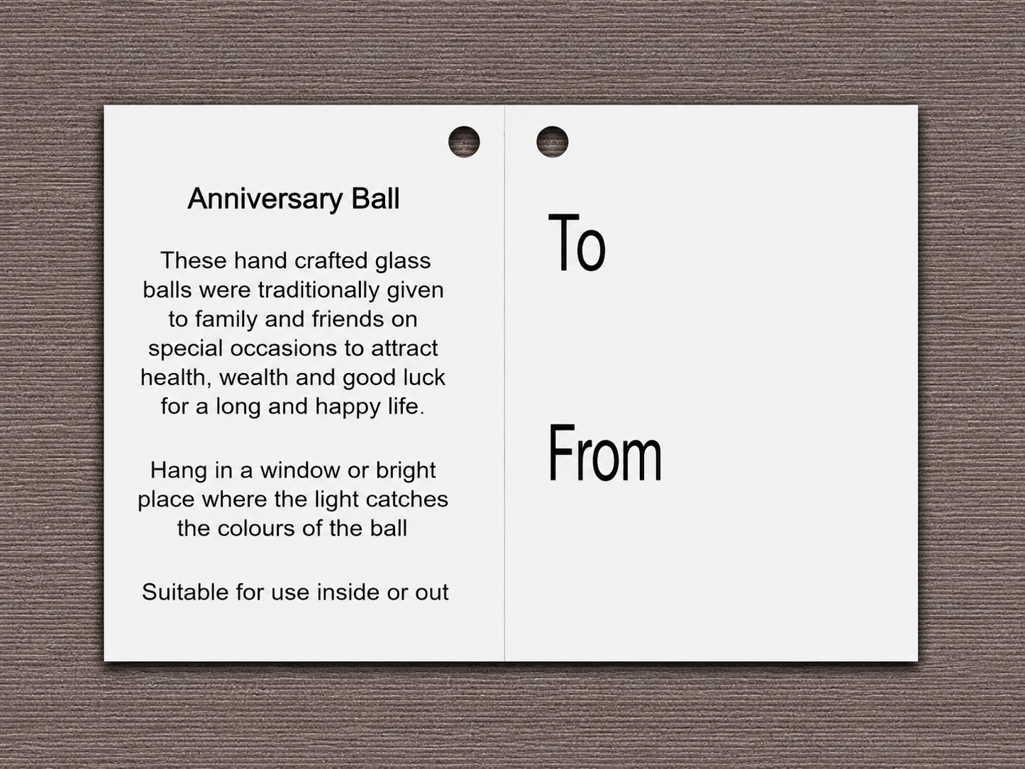 10cm Friendship Ball - 60th Wedding Anniversary - Diamond