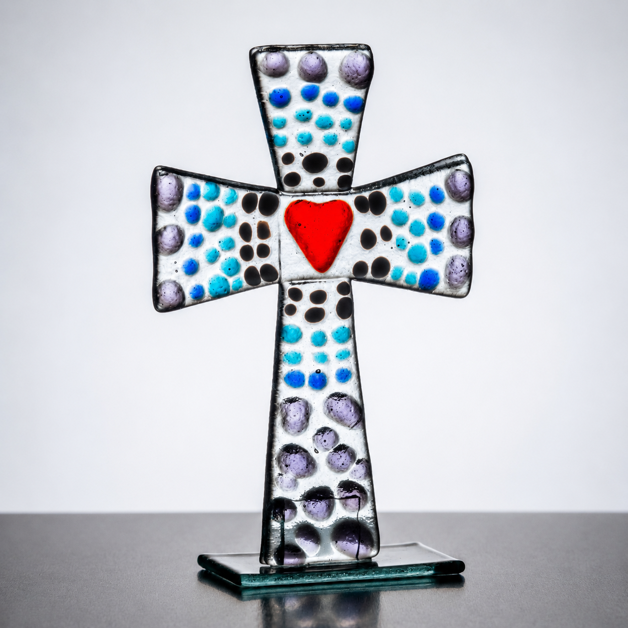 Standing Glass Cross - Purple & Blue