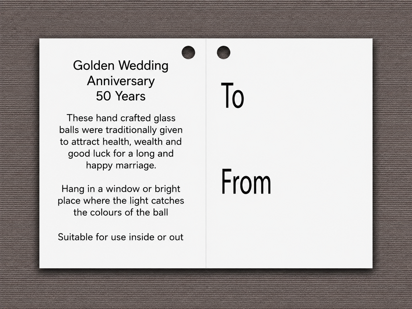 10cm Friendship Ball - 50th Wedding Anniversary - Golden