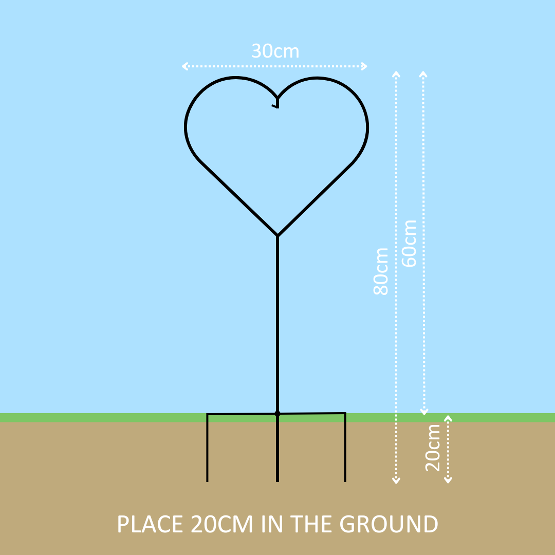 Garden Display Stand - Heart Shaped - Sienna Glass