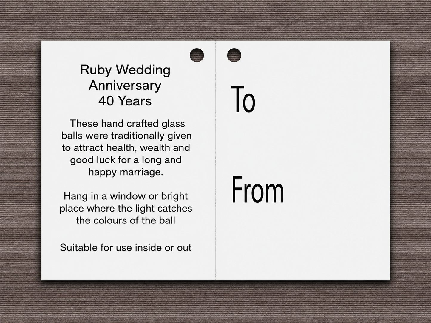 10cm Friendship Ball - 40th Wedding Anniversary - Ruby