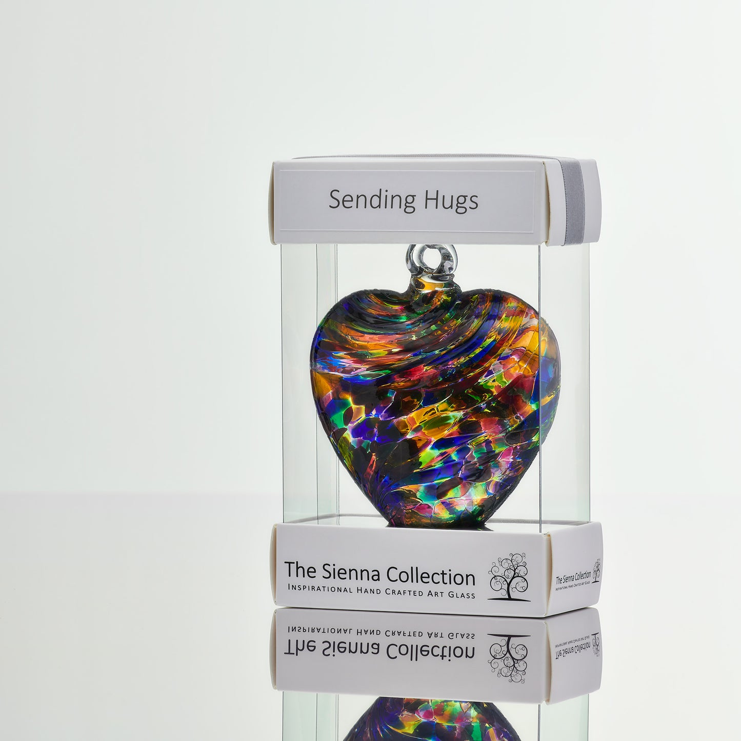 8cm Friendship Heart - Sending Hugs - Multicoloured - Sienna Glass