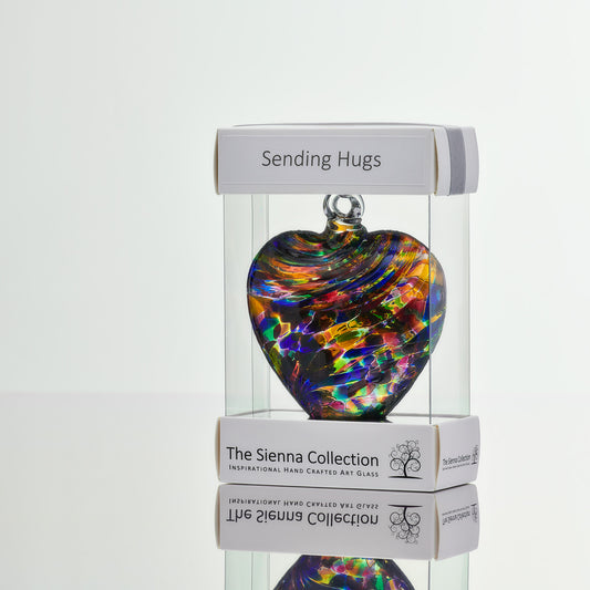 8cm Friendship Heart - Sending Hugs - Multicoloured - Sienna Glass