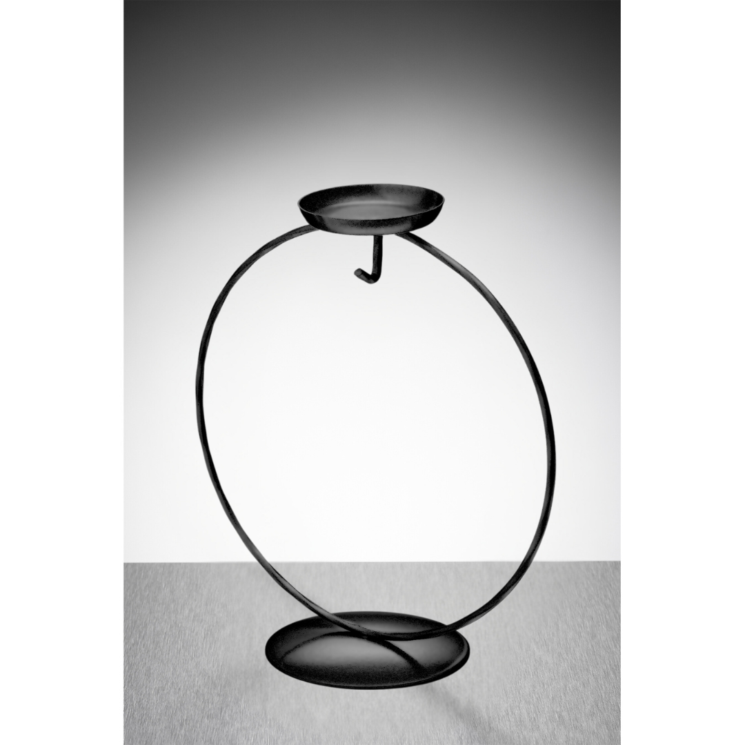 Display Stand - Circular Tea Light - Black - Sienna Glass