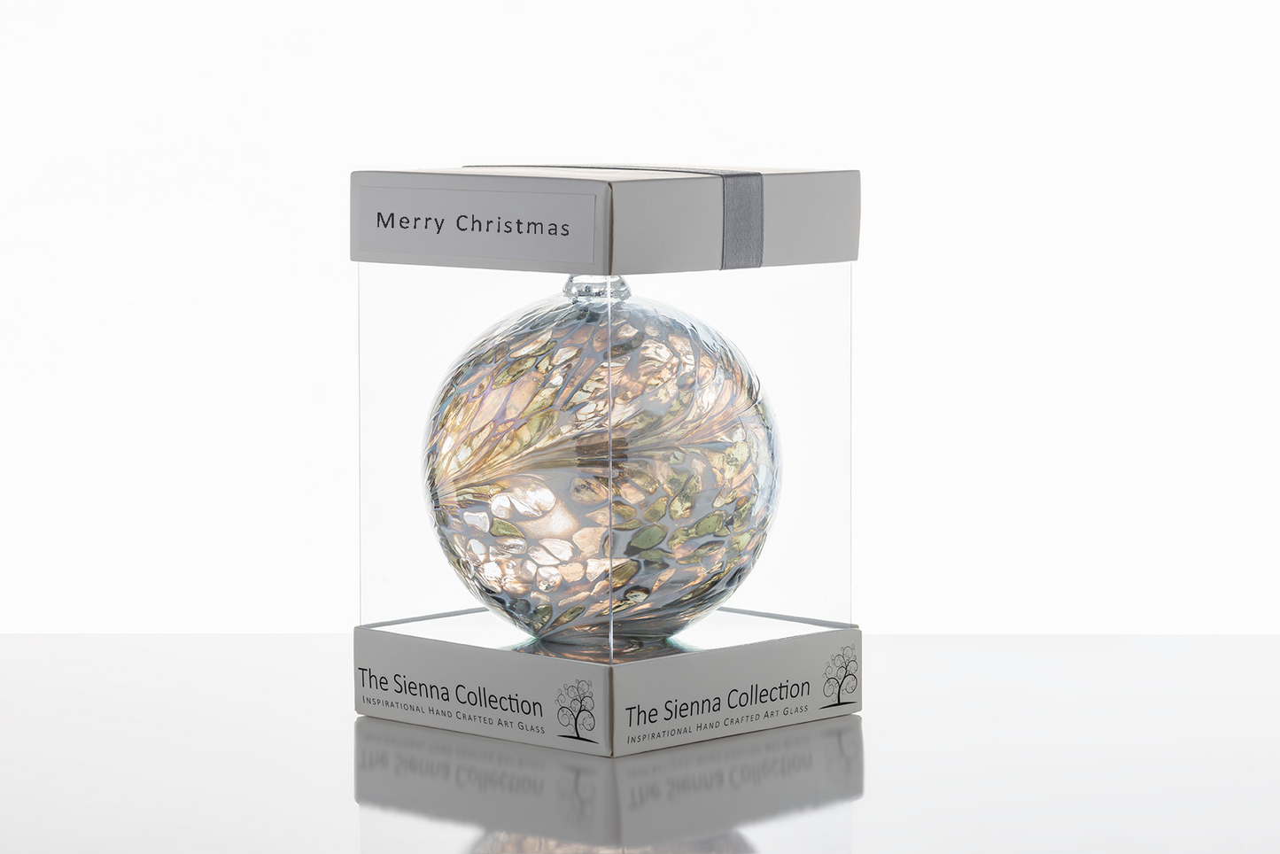 10cm Friendship Ball - Christmas Ball - Pastel Silver - Sienna Glass