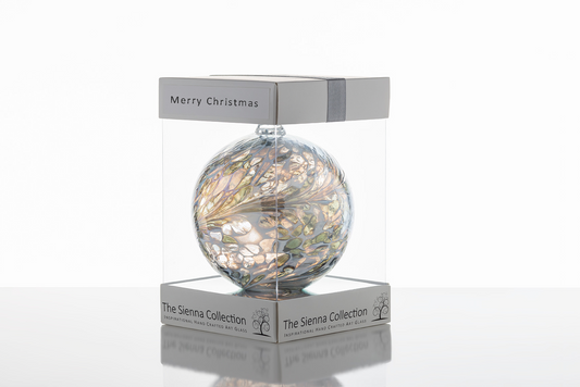 10cm Friendship Ball - Christmas Ball - Pastel Silver - Sienna Glass