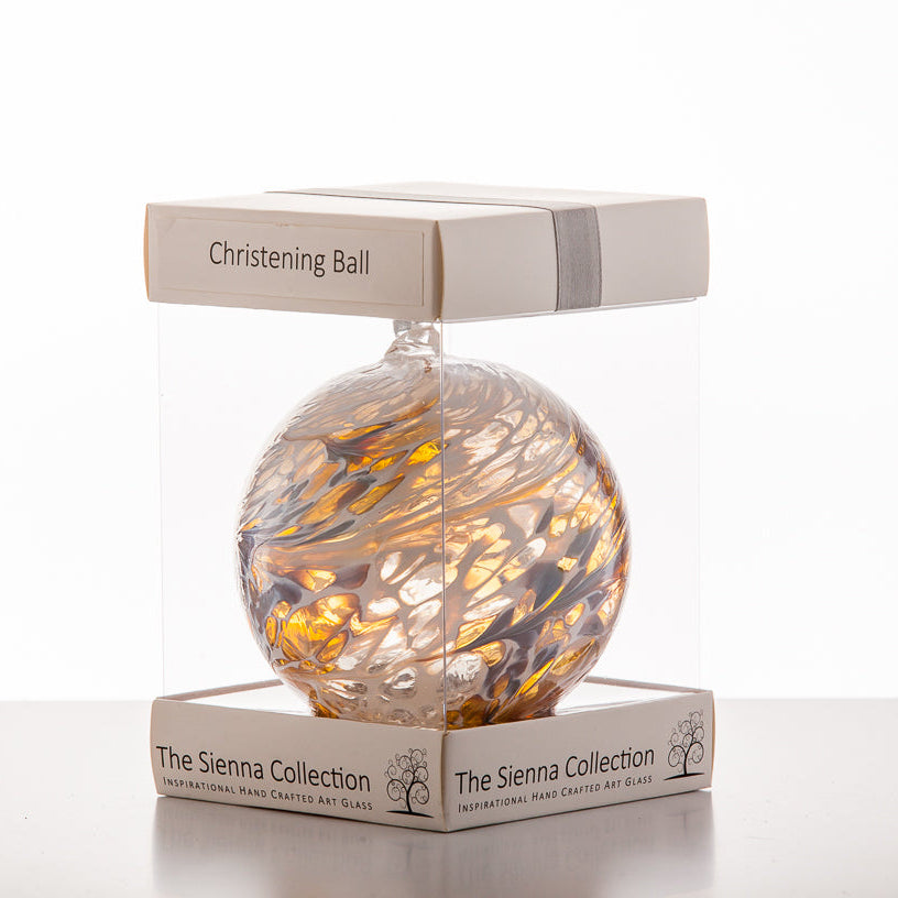 10cm Friendship Ball - Christening - Pastel Gold - Sienna Glass