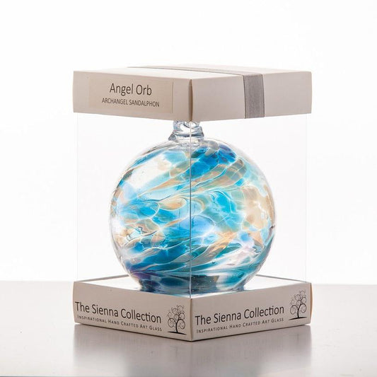 10cm Angel Orb - Sandalphon / Turquoise - Sienna Glass
