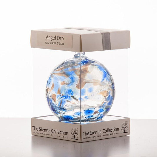 10cm Angel Orb - Zadkiel / Lapis Lazuli - Sienna Glass