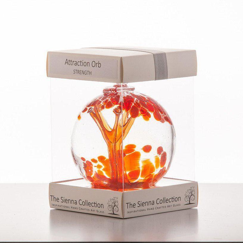 10cm Attraction Orb - Strength - Sienna Glass