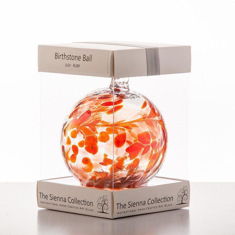 10cm Birthstone Ball - July/Ruby - Sienna Glass