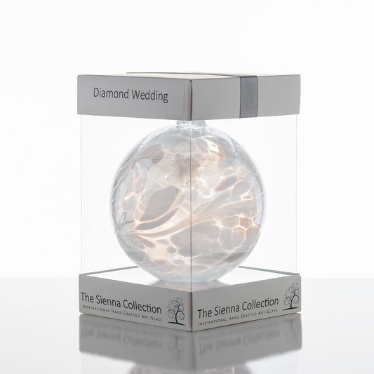 10cm Friendship Ball - 60th Wedding Anniversary - Diamond - Sienna Glass