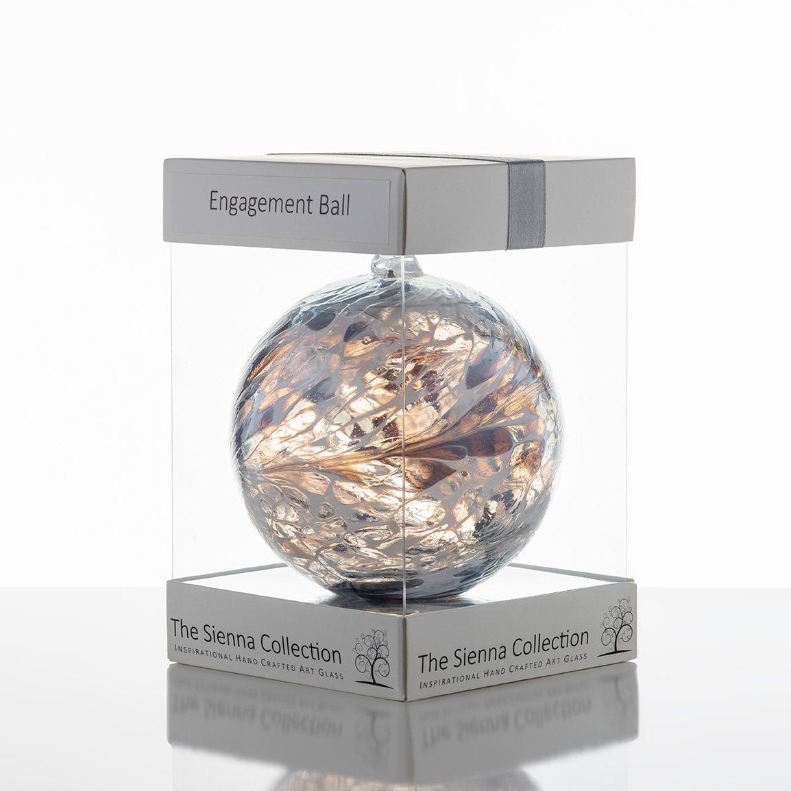 10cm Friendship Ball - Engagement - Pastel Silver - Sienna Glass