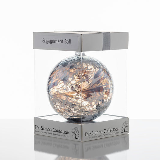 10cm Friendship Ball - Engagement - Pastel Silver - Sienna Glass