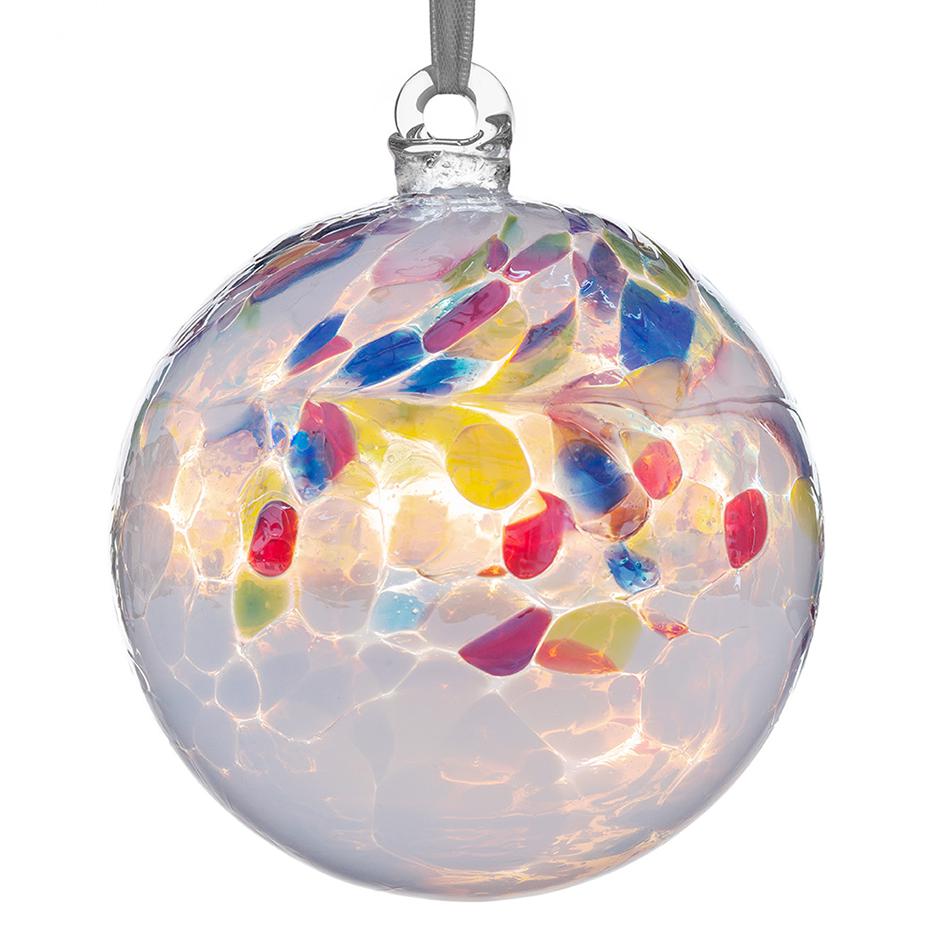 10cm Friendship Ball - Primary White - Sienna Glass