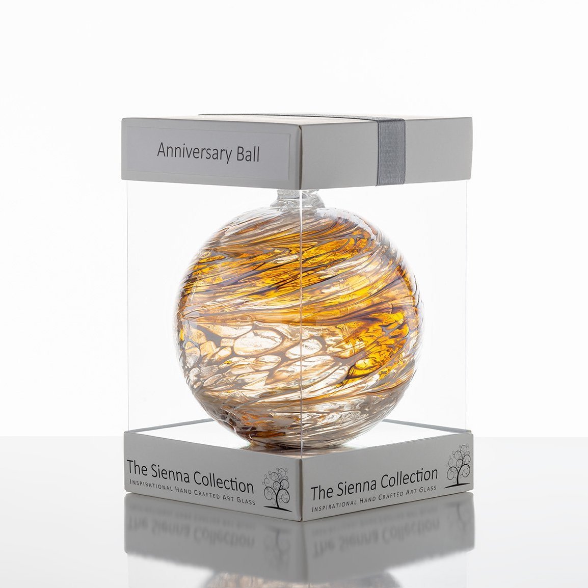 10cm Friendship Ball - Wedding Anniversary - Pastel Gold - Sienna Glass