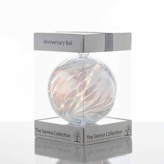 10cm Friendship Ball - Wedding Anniversary - White - Sienna Glass