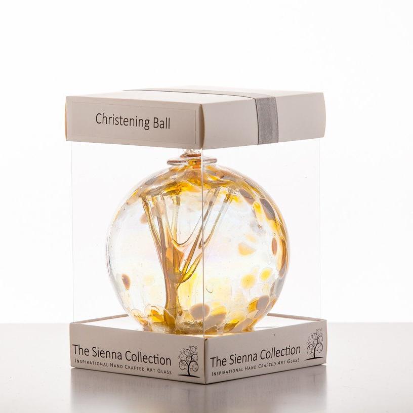 10cm Spirit Ball - Christening - Pastel Gold - Sienna Glass