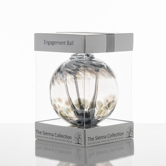 10cm Spirit Ball - Engagement - Pastel Silver - Sienna Glass