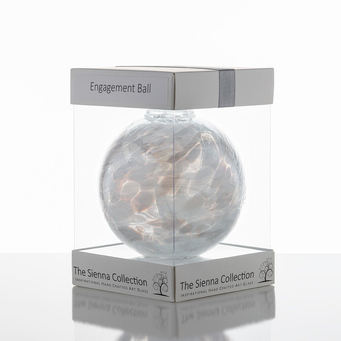 10cm Spirit Ball - Engagement - White - Sienna Glass