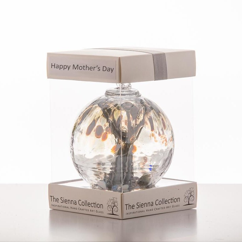 Mother's Day 10cm Spirit Ball - Pastel Silver - Sienna Glass