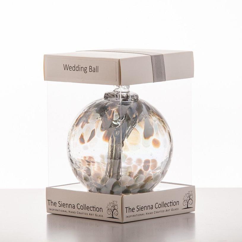 10cm Spirit Ball - Wedding - Pastel Silver - Sienna Glass