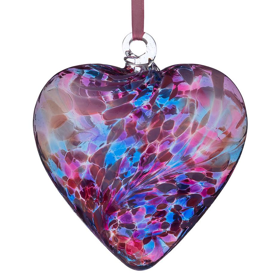 12cm Friendship Heart - Blue & Pink - Sienna Glass