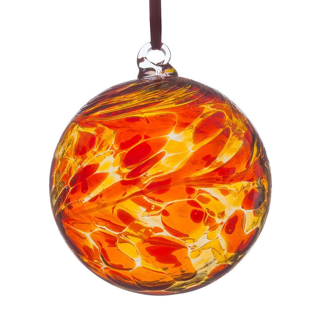 8cm Friendship Ball - Red & Yellow - Sienna Glass