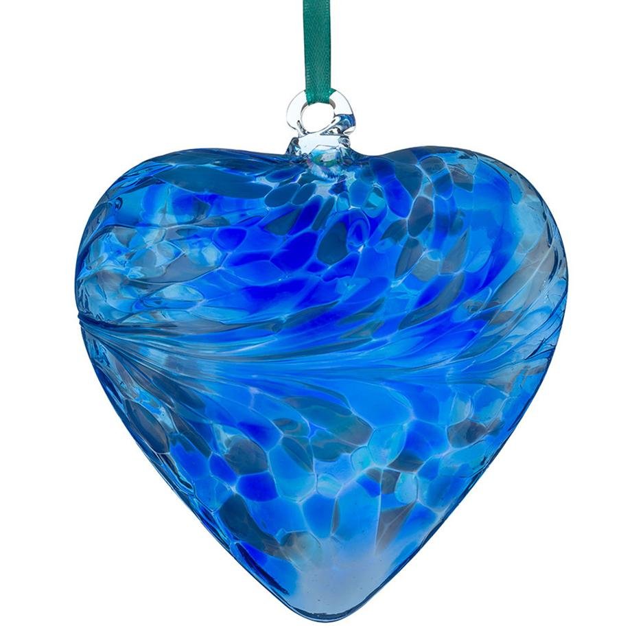 8cm Friendship Heart - Blue - Sienna Glass