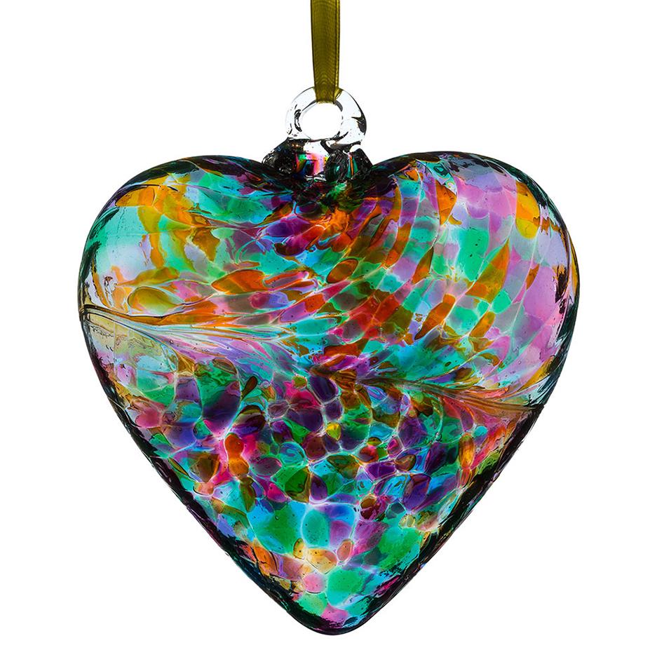 8cm Friendship Heart - Multicoloured Turquoise - Sienna Glass