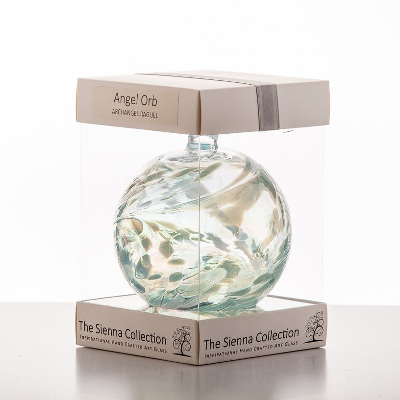 10cm Angel Orb - Raguel/Aquamarine - Sienna Glass