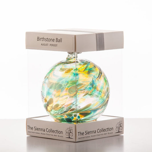 10cm Birthstone Ball - August/Peridot - Sienna Glass