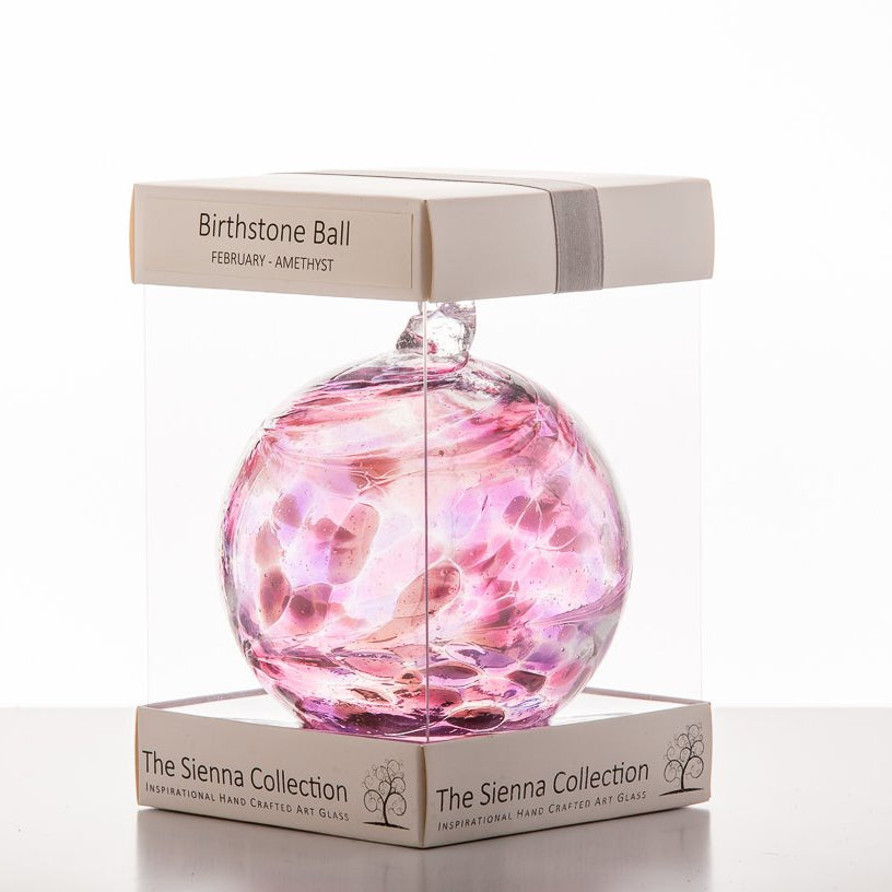 10cm Birthstone Ball - February/Amethyst - Sienna Glass
