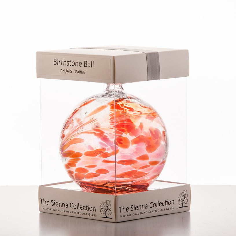 10cm Birthstone Ball - January/Garnet - Sienna Glass