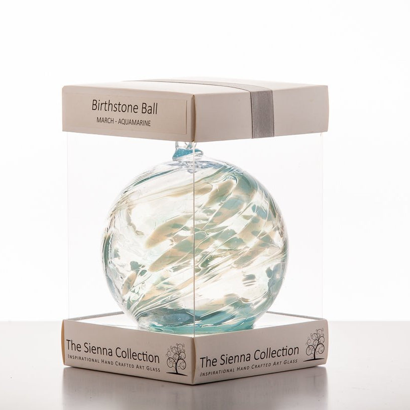 10cm Birthstone Ball - March/Aquamarine - Sienna Glass