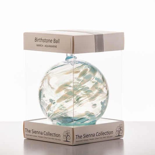 10cm Birthstone Ball - March/Aquamarine - Sienna Glass