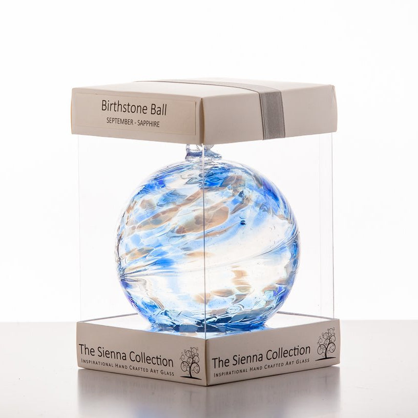 10cm Birthstone Ball - September/Sapphire - Sienna Glass