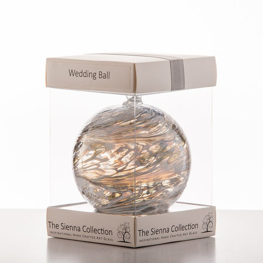 10cm Friendship Ball - Wedding - Pastel Silver - Sienna Glass