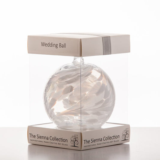 10cm Friendship Ball - Wedding - White - Sienna Glass