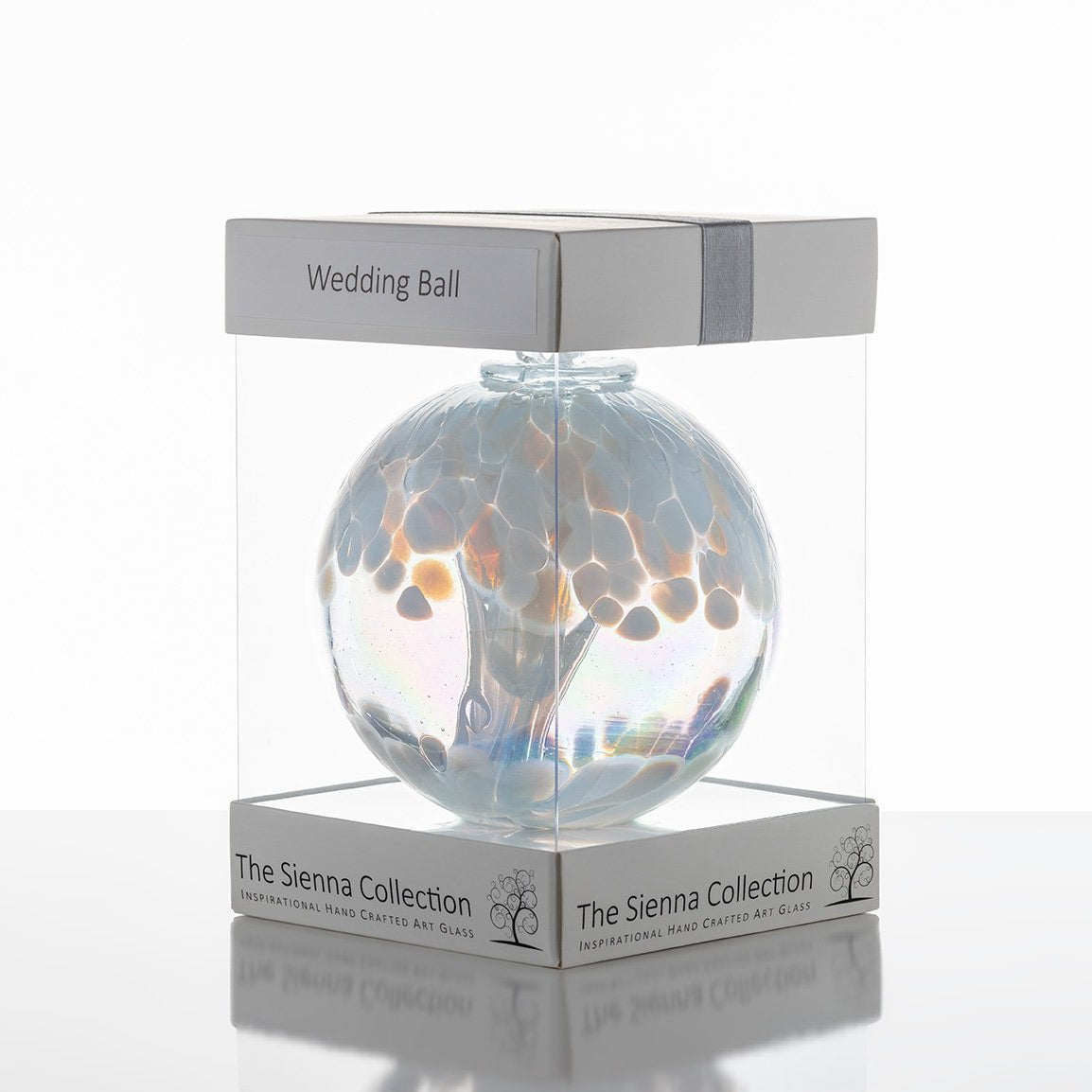10cm Spirit Ball - Wedding - White - Sienna Glass
