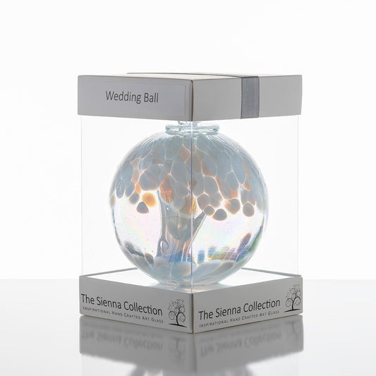 10cm Spirit Ball - Wedding - White - Sienna Glass