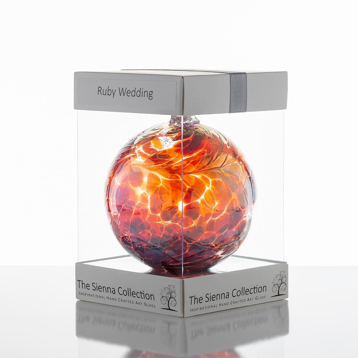 10cm Friendship Ball - 40th Wedding Anniversary - Ruby - Sienna Glass