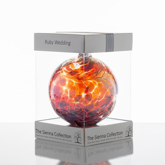 10cm Friendship Ball - 40th Wedding Anniversary - Ruby - Sienna Glass