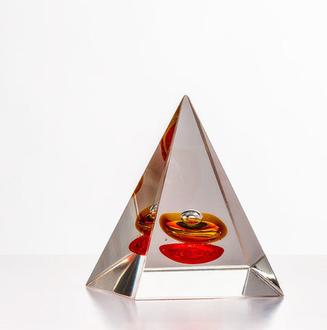 Pyramid Paperweight -  Red & Yellow | Sienna  Glass 