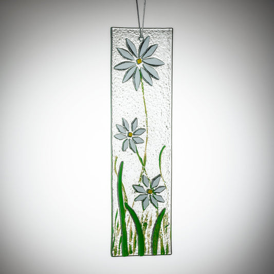 Hanging Decorative Flower Plaque - White - Sienna Glass