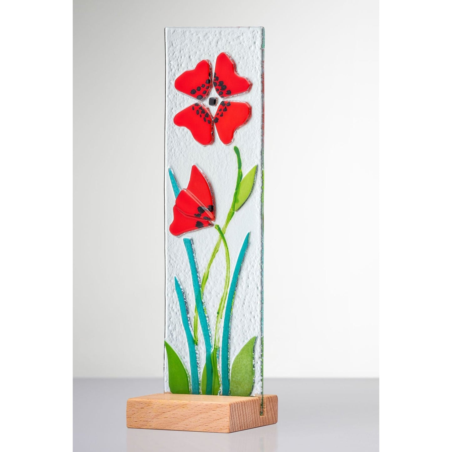Standing Decorative Flower Plaque - Red - Sienna Glass