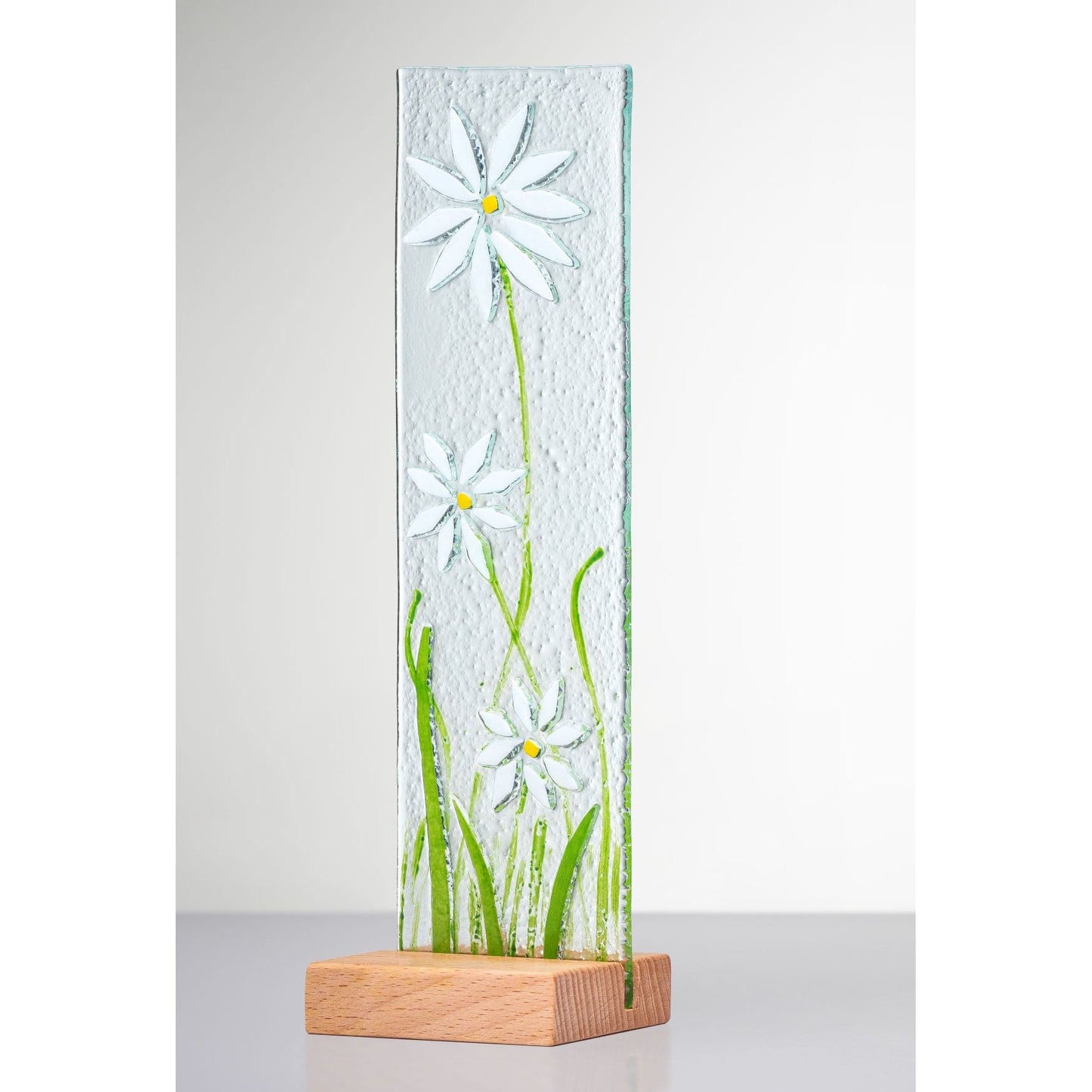 Standing Decorative Flower Plaque - White - Sienna Glass