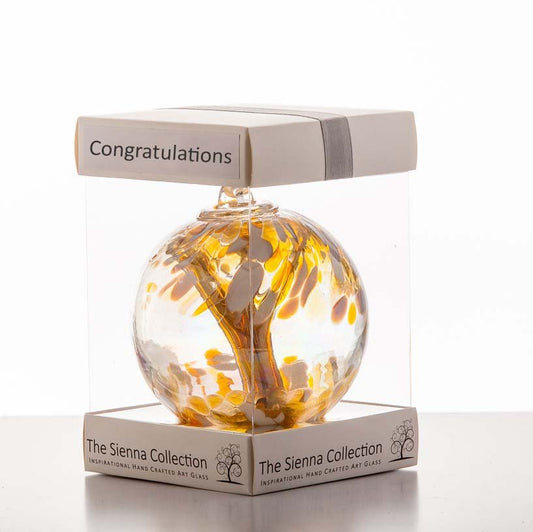 10cm Spirit Ball - Congratulations - Pastel Gold - Sienna Glass