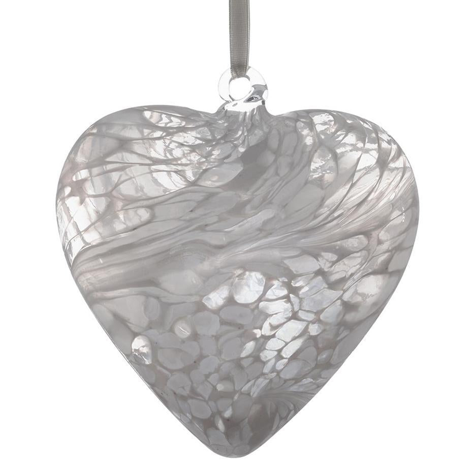 8cm Friendship Heart - White - Sienna Glass