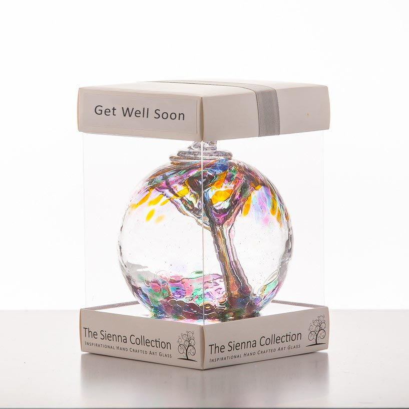 10cm Spirit Ball - Get Well Soon- Multicoloured Turquoise - Sienna Glass